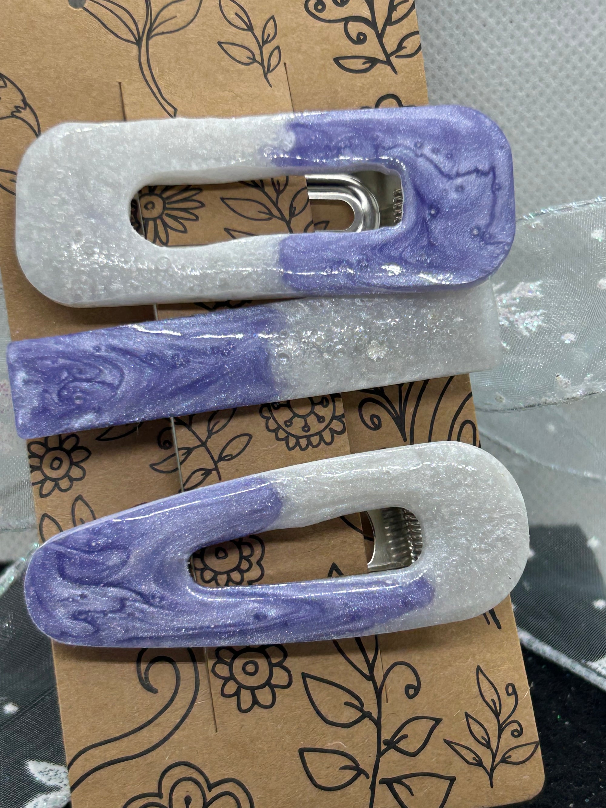 Purple and White Hair Clip