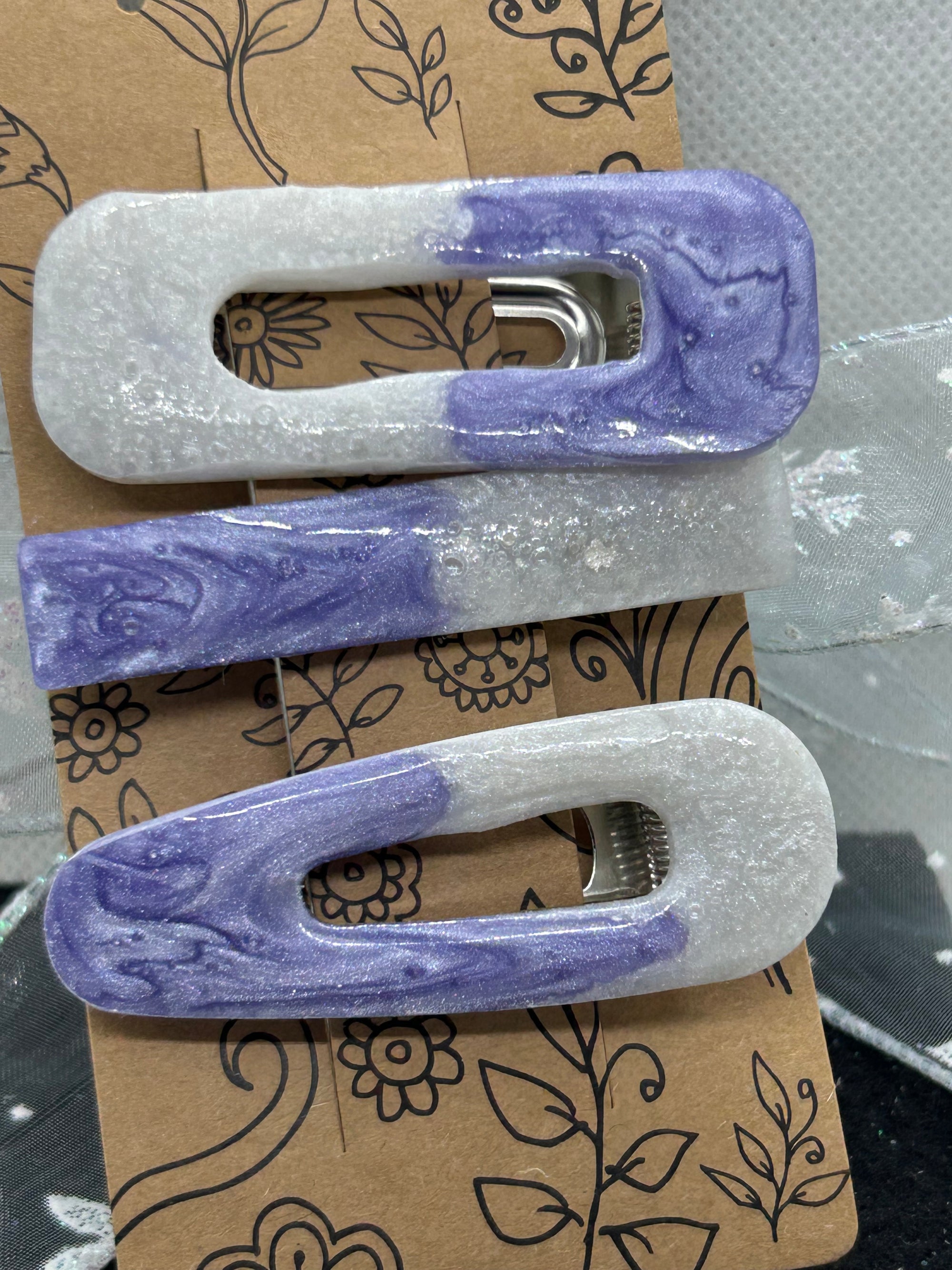 Purple and White Hair Clip