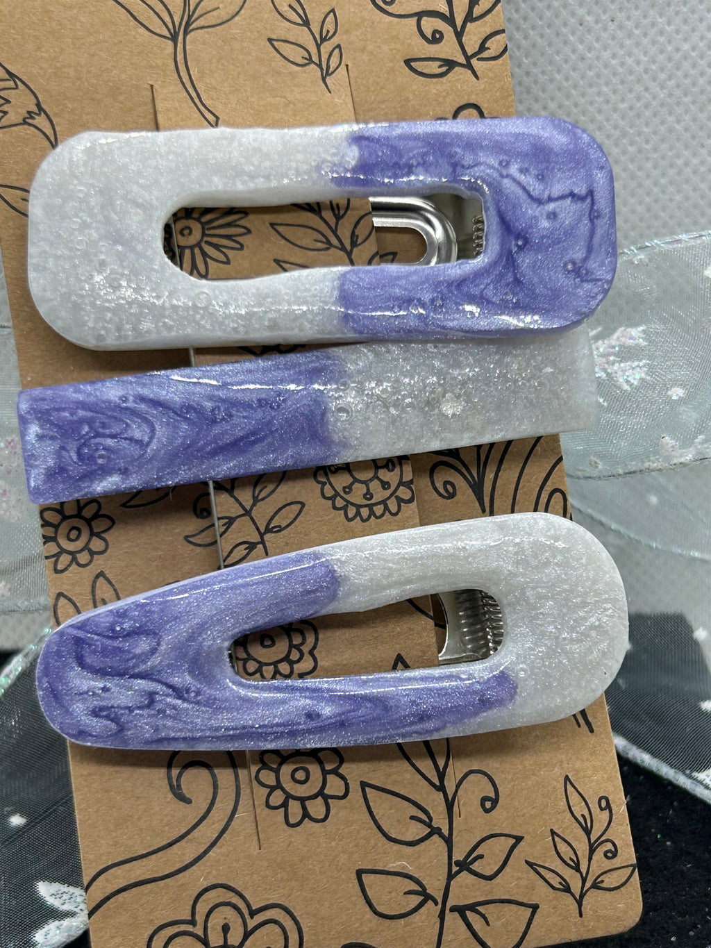 Purple and White Hair Clip