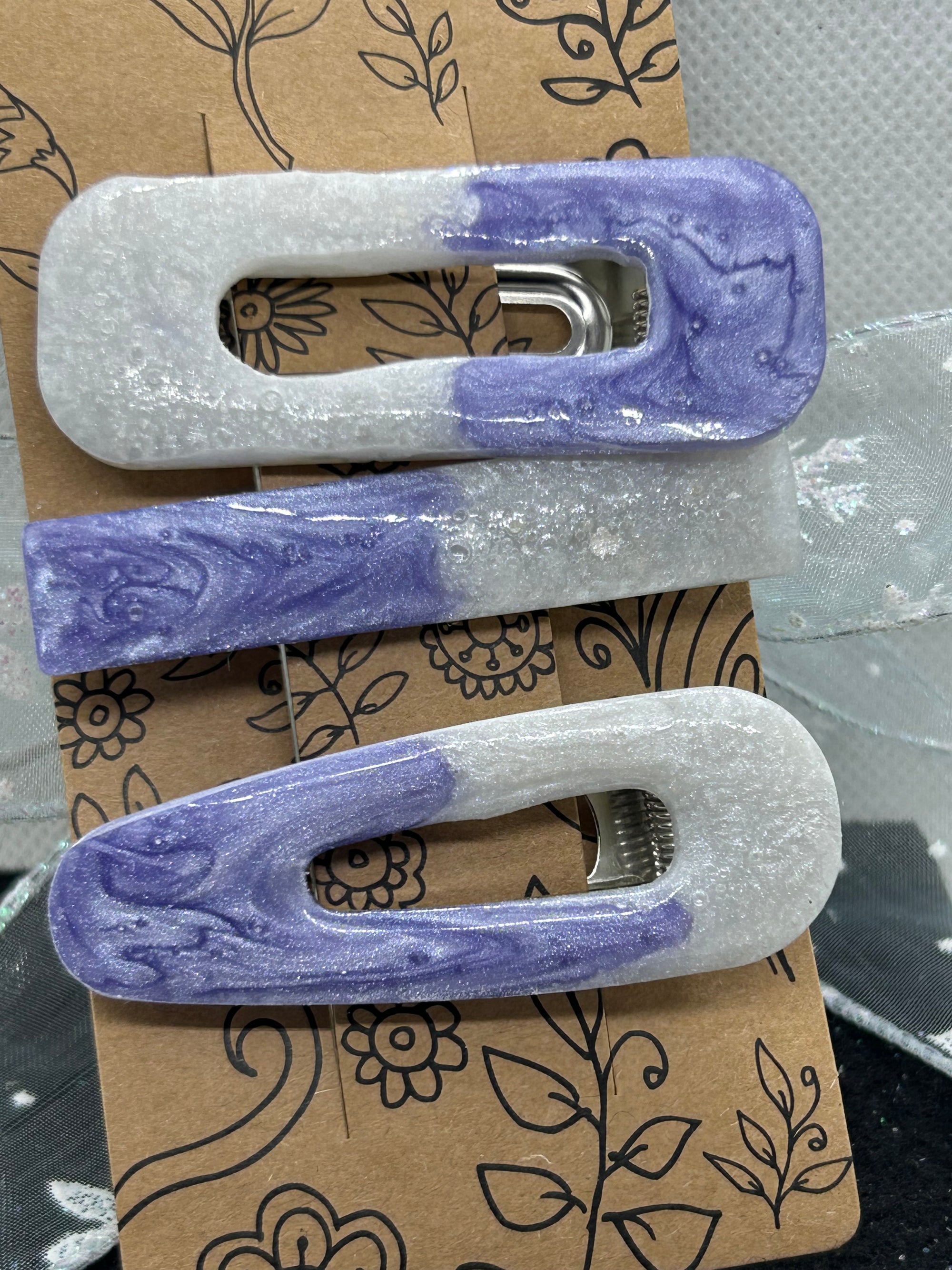 Purple and White Hair Clip