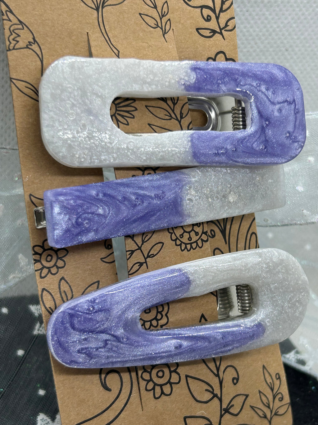 Purple and White Hair Clip