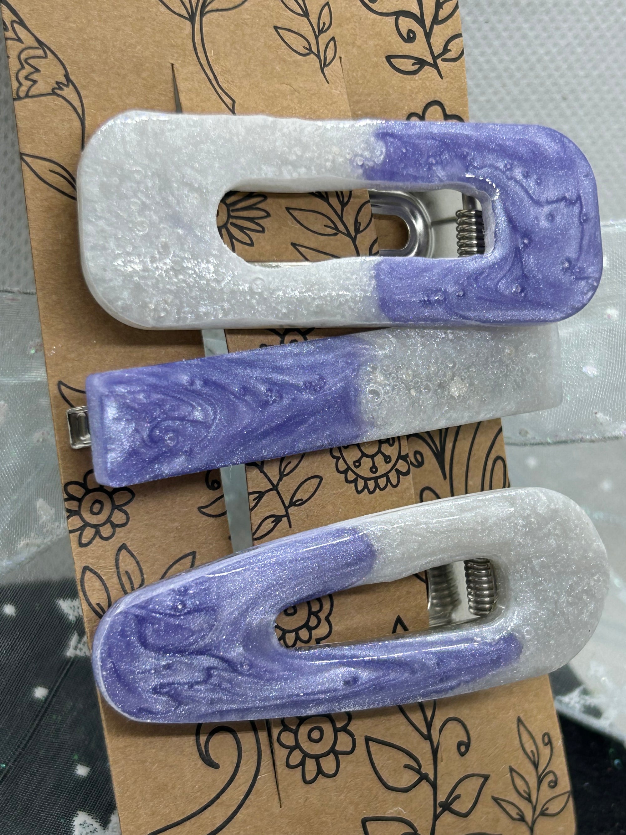 Purple and White Hair Clip