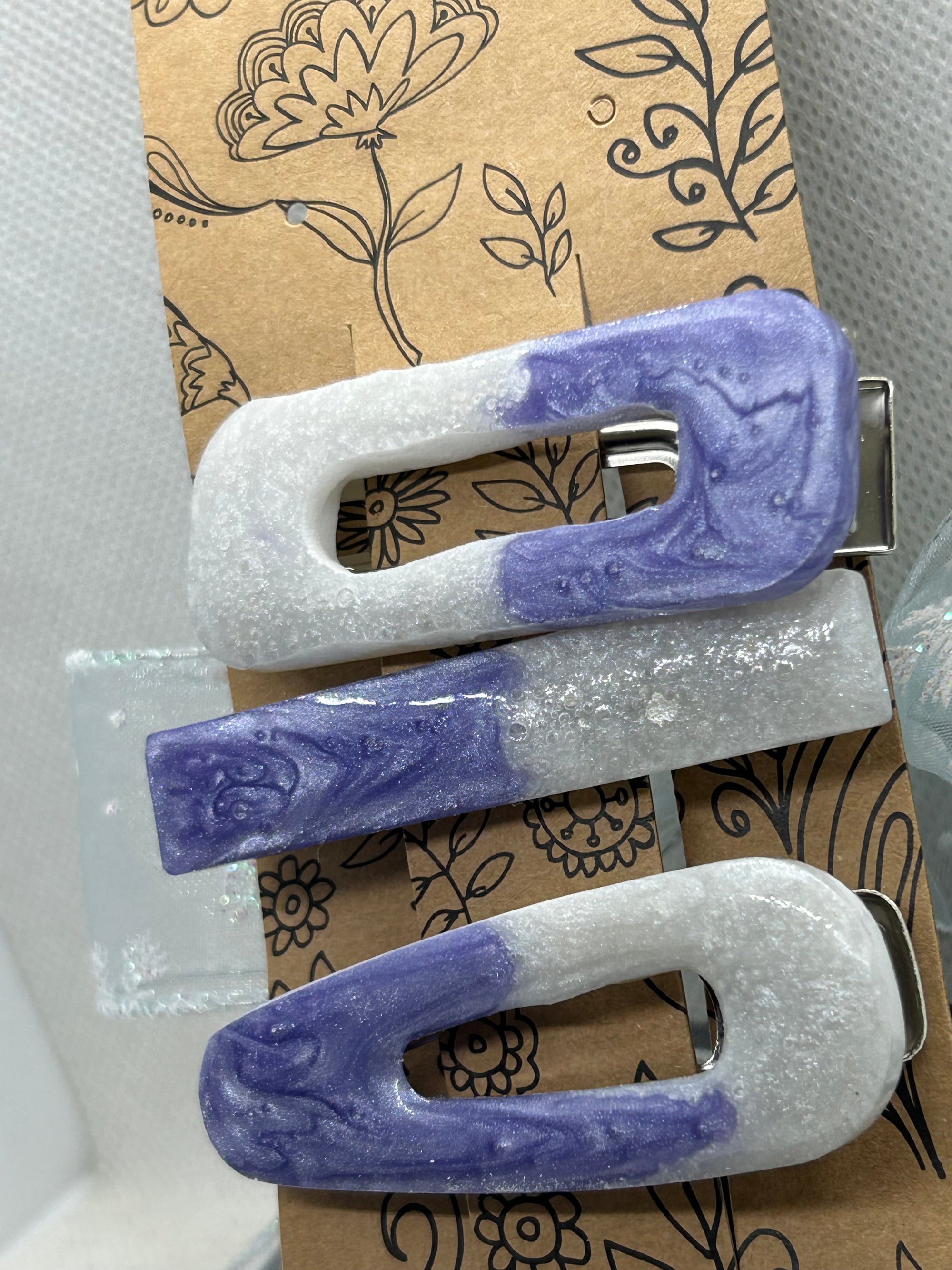 Purple and White Hair Clip