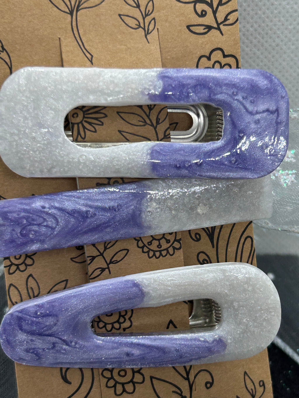 Purple and White Hair Clip