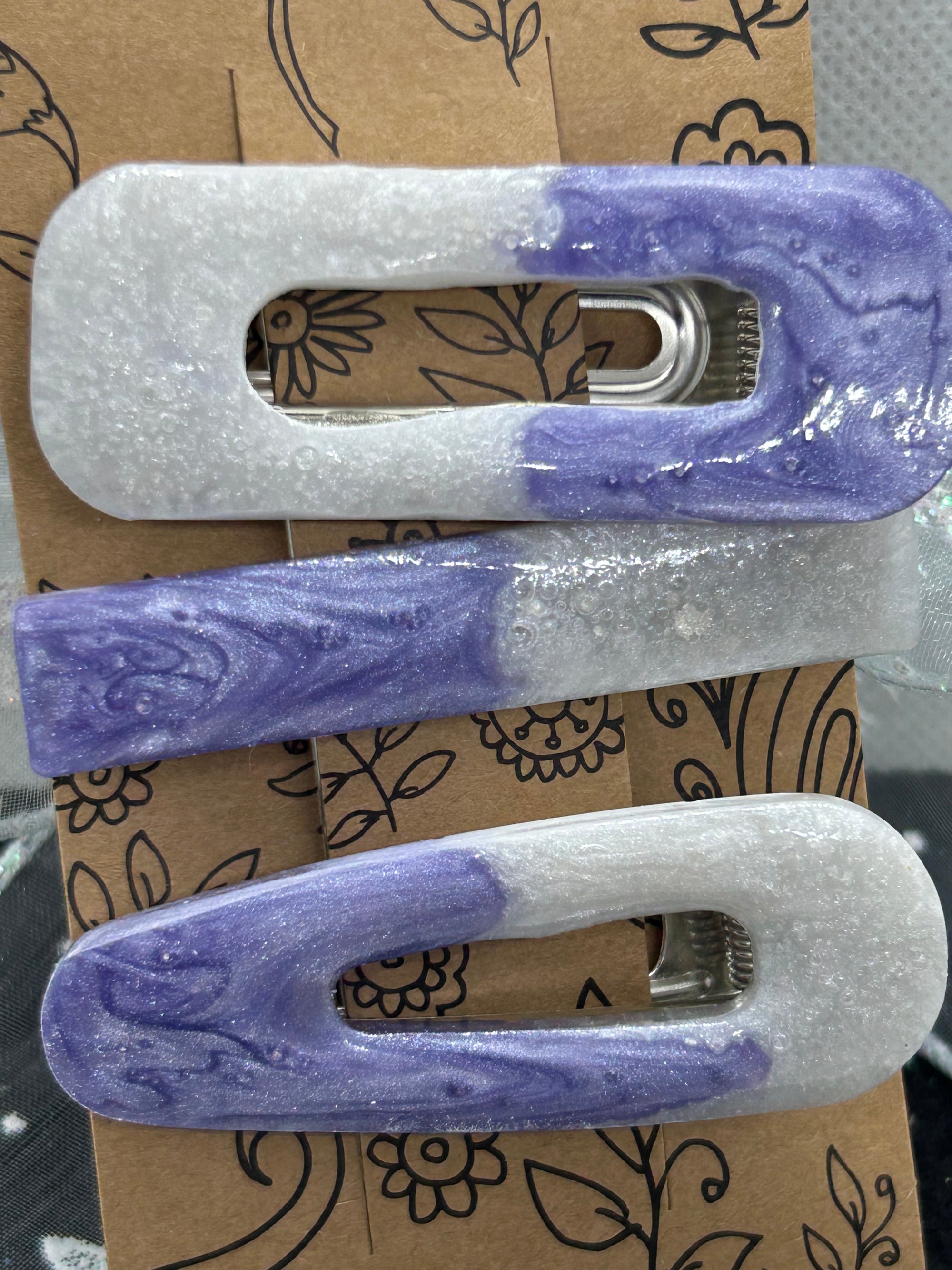 Purple and White Hair Clip