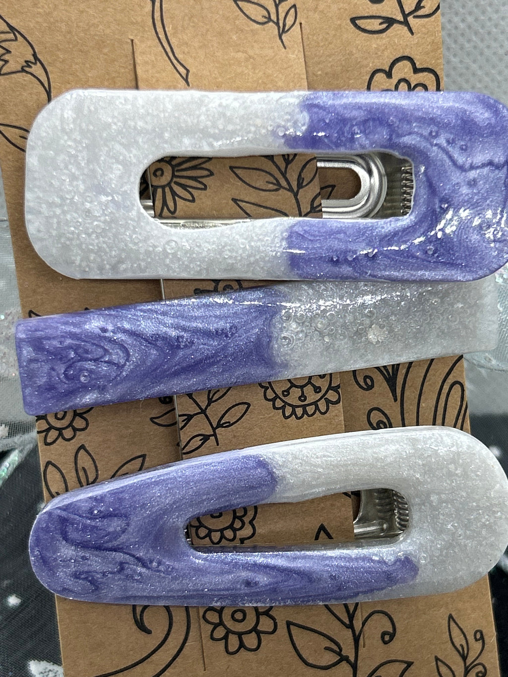 Purple and White Hair Clip