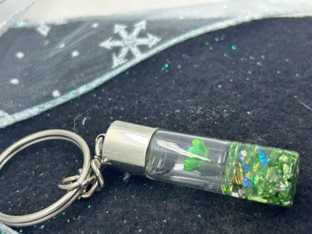 Incased Green Flower Keychain
