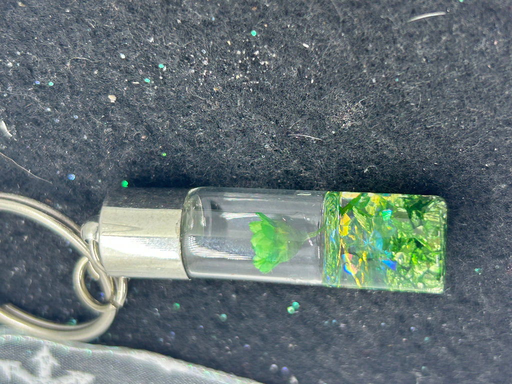 Incased Green Flower Keychain