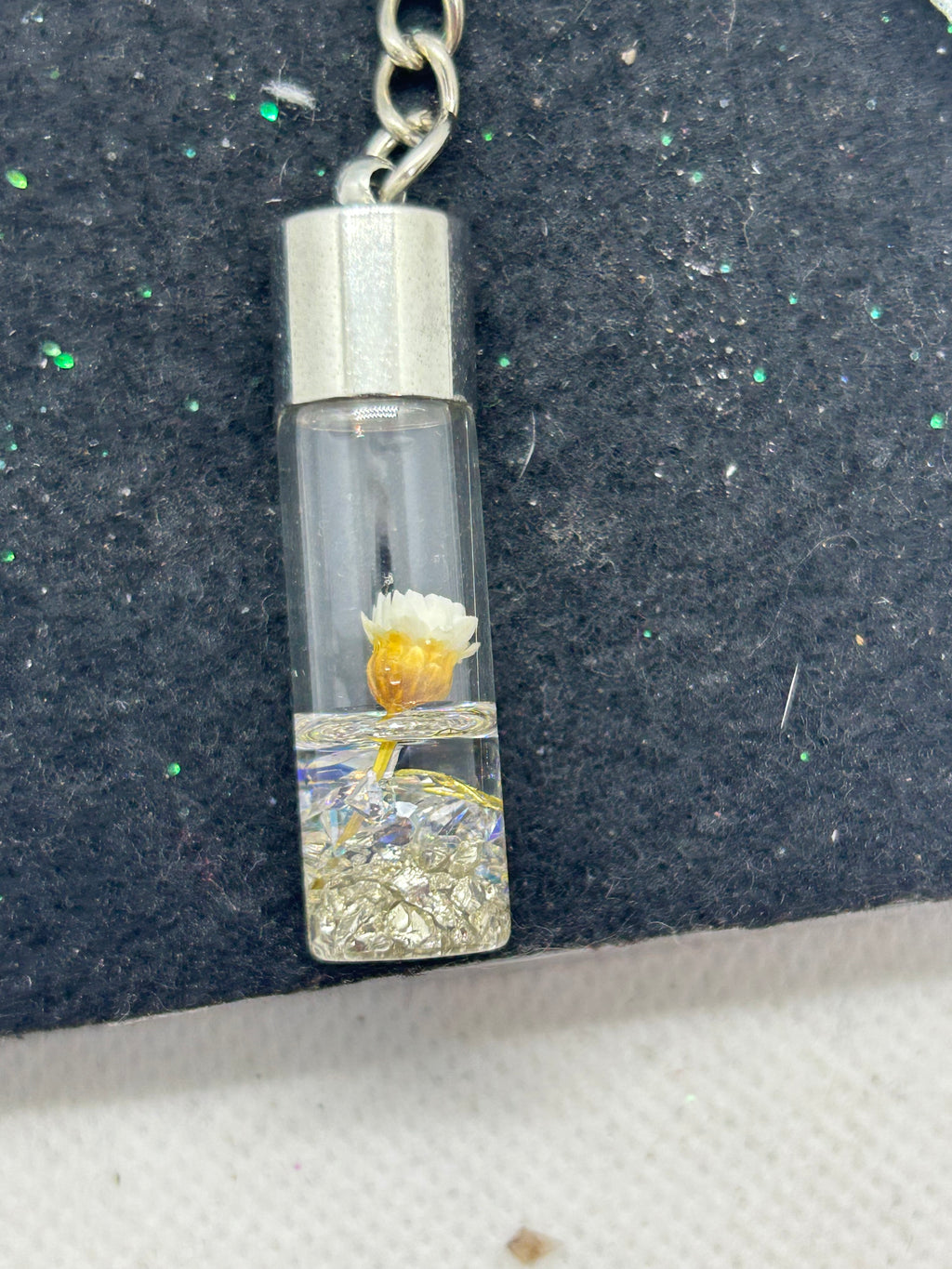 Incased White Flower Keychain