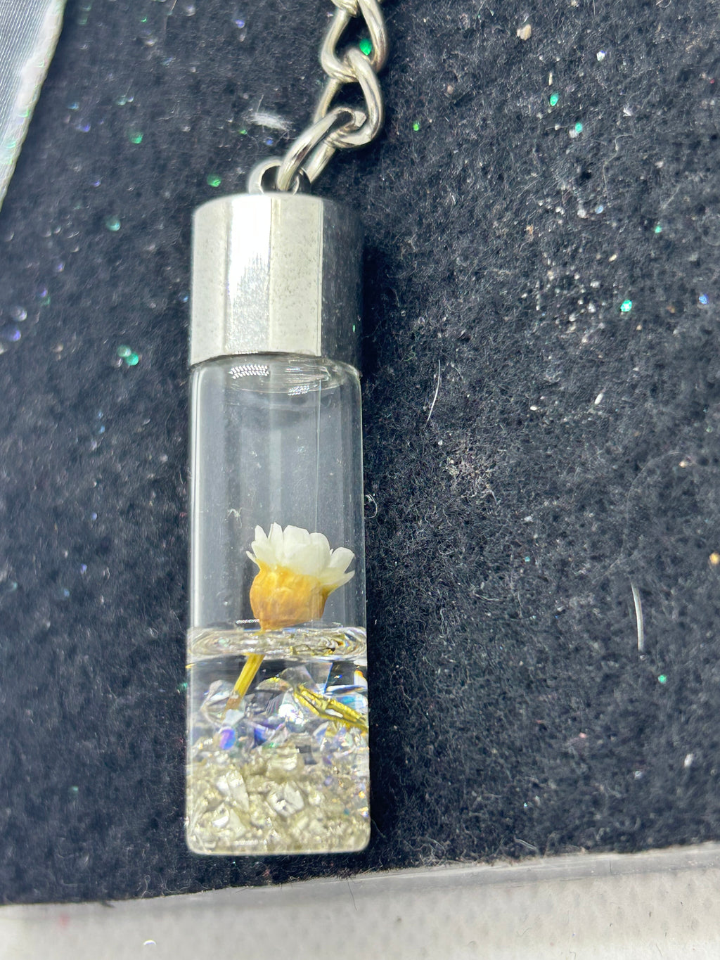 Incased White Flower Keychain