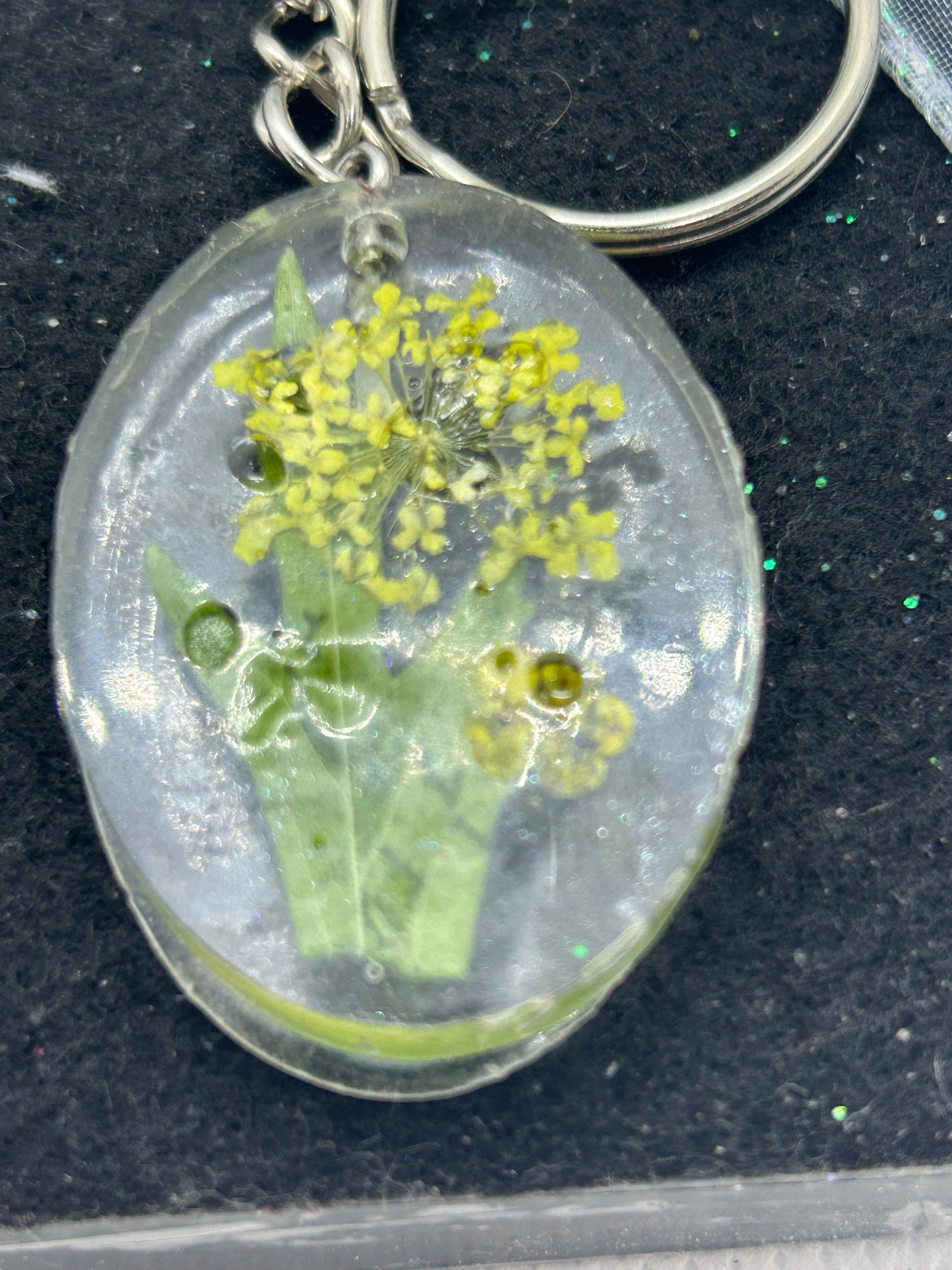 Dried Yellow Flower Keychain