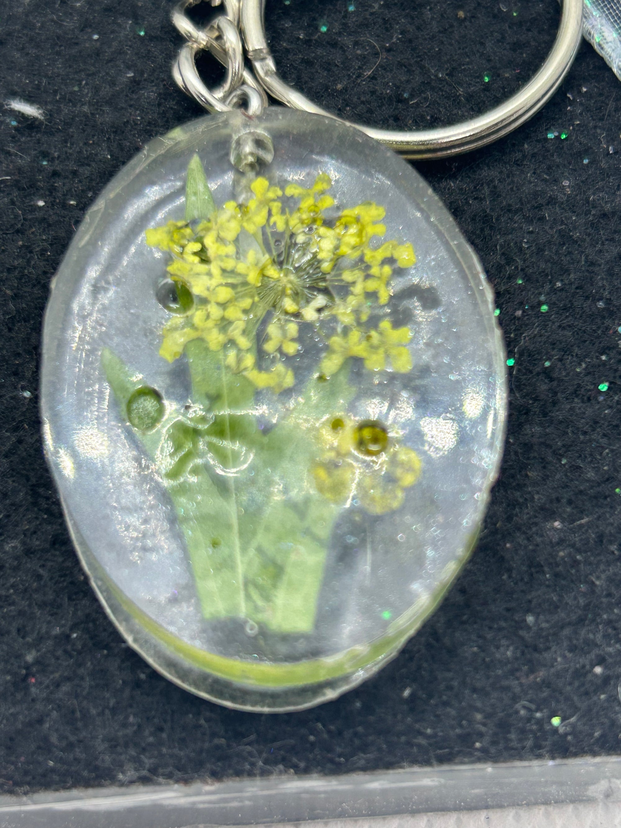 Dried Yellow Flower Keychain