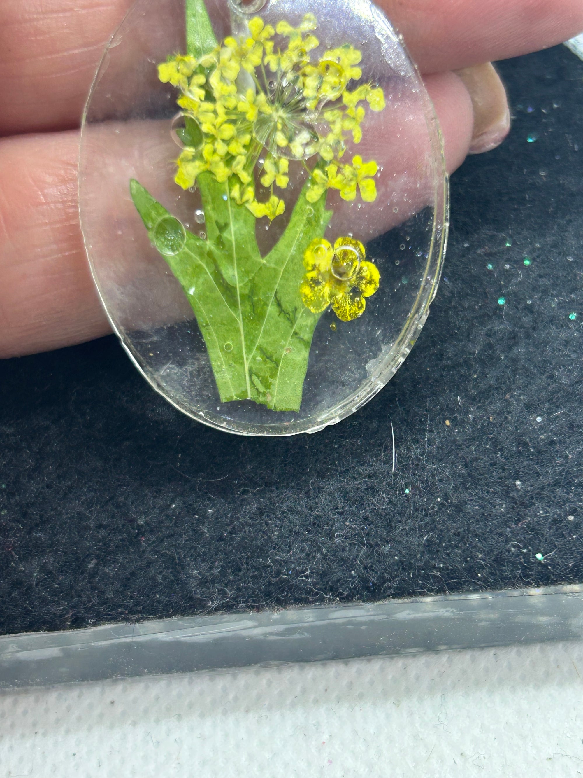 Dried Yellow Flower Keychain