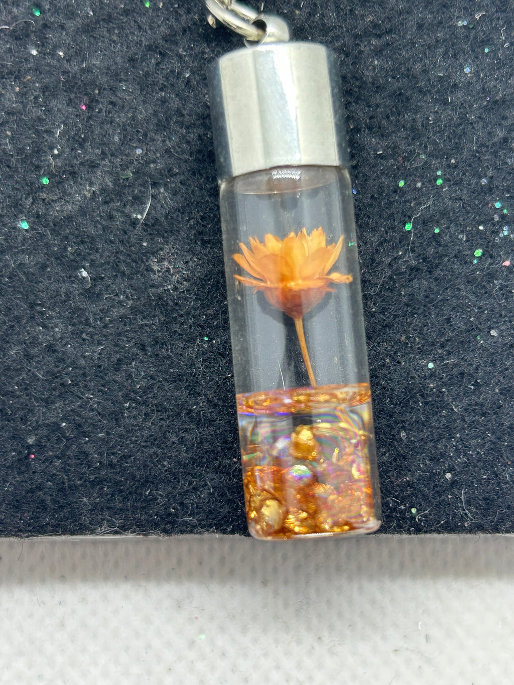 Incased Orange Flower Keychain