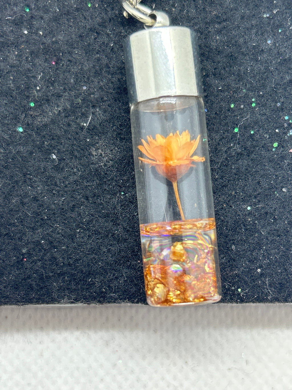 Incased Orange Flower Keychain