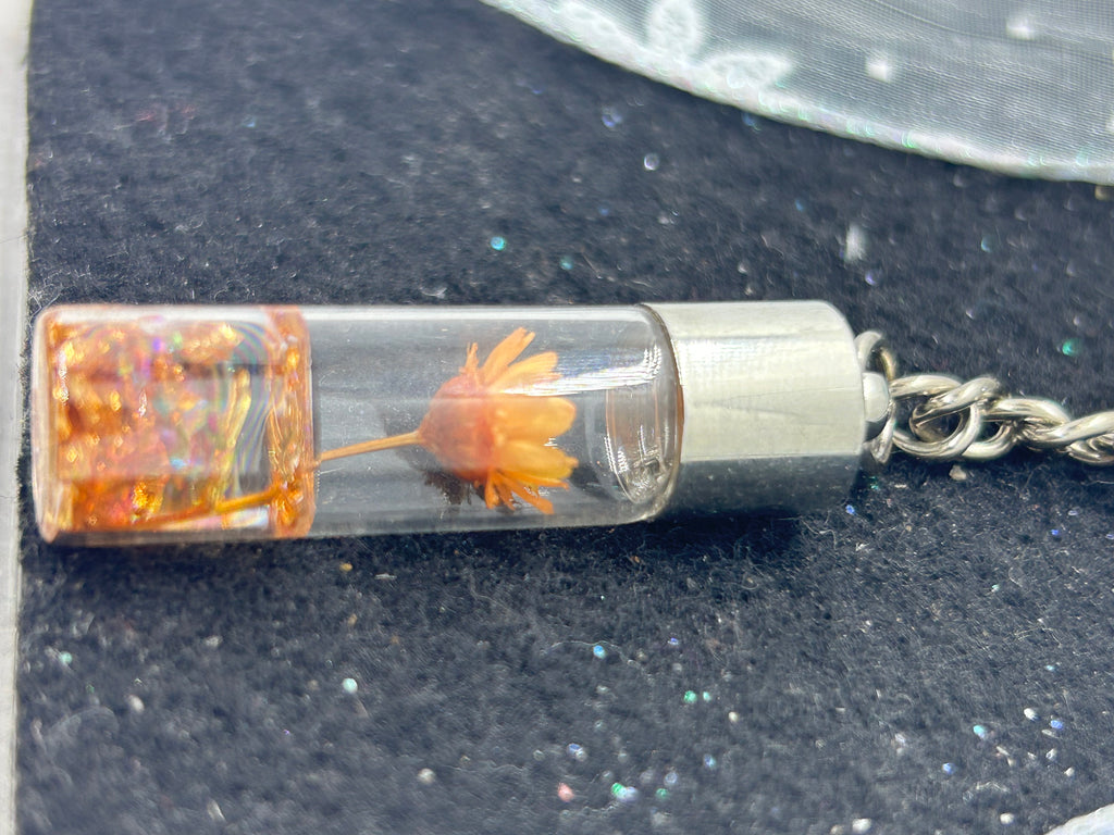 Incased Orange Flower Keychain