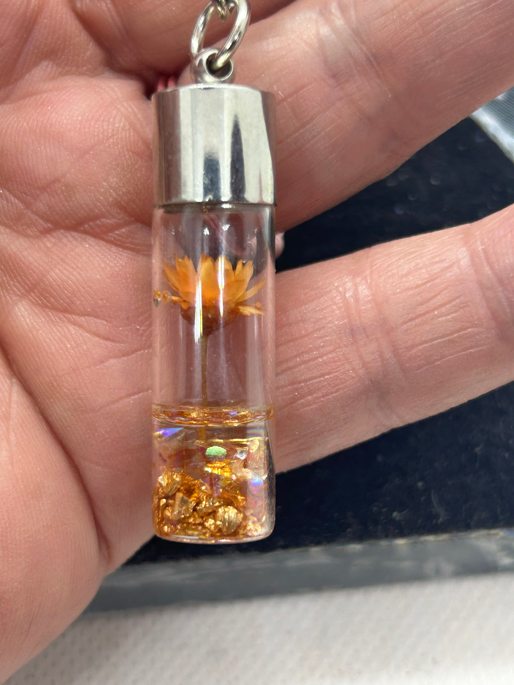 Incased Orange Flower Keychain