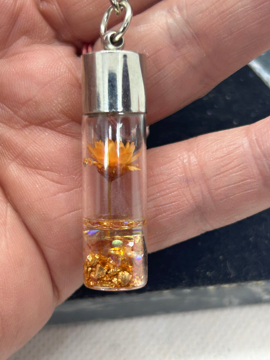 Incased Orange Flower Keychain