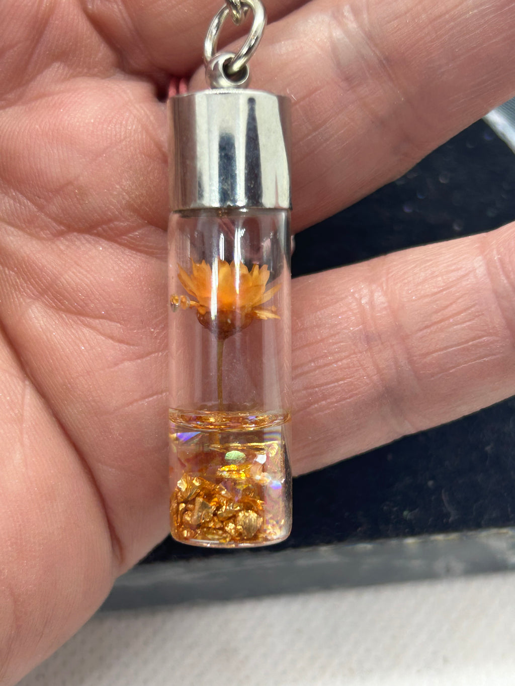 Incased Orange Flower Keychain