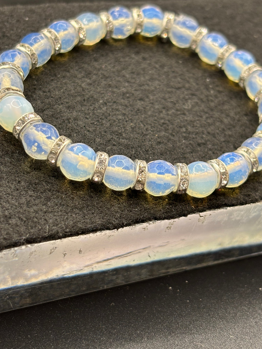 White Crystal Beaded Bracelet