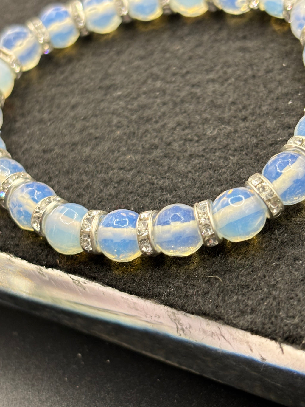 White Crystal Beaded Bracelet