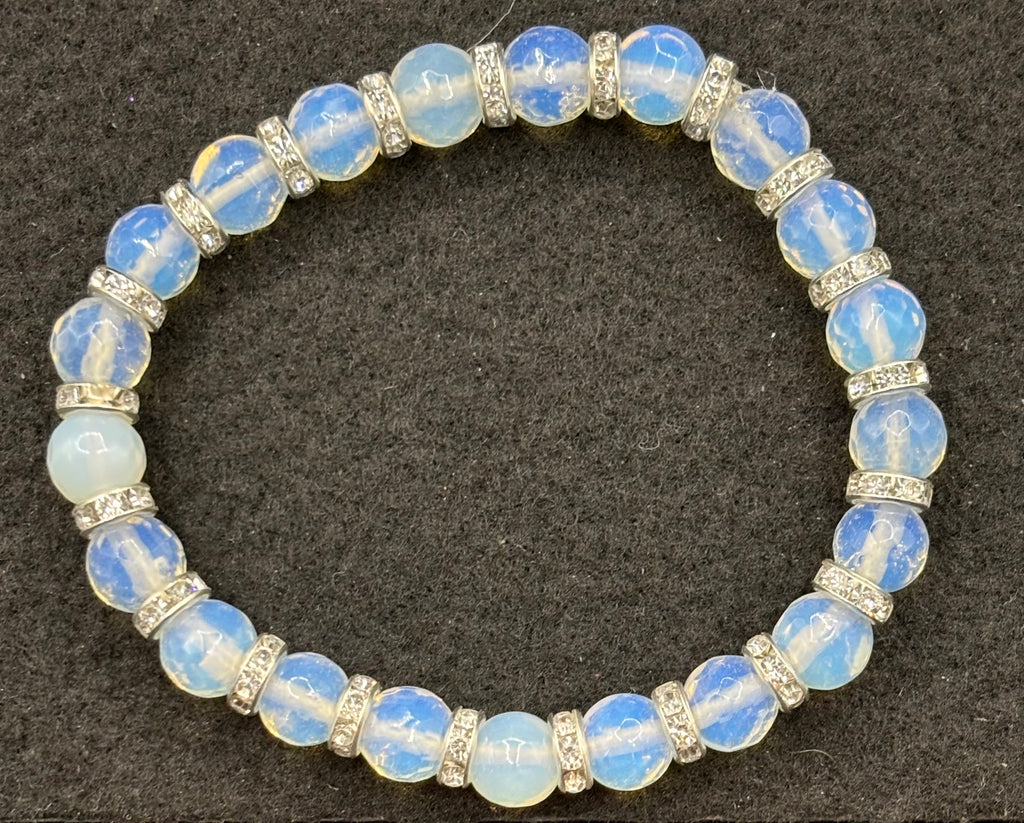 White Crystal Beaded Bracelet