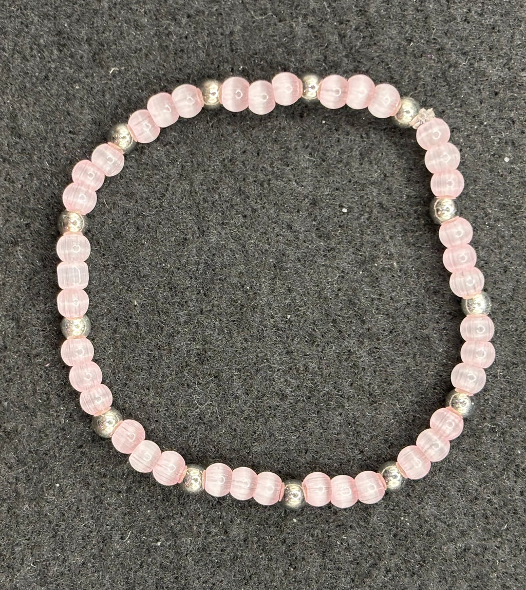 Small Pink Cat Eye Beaded Bracelet