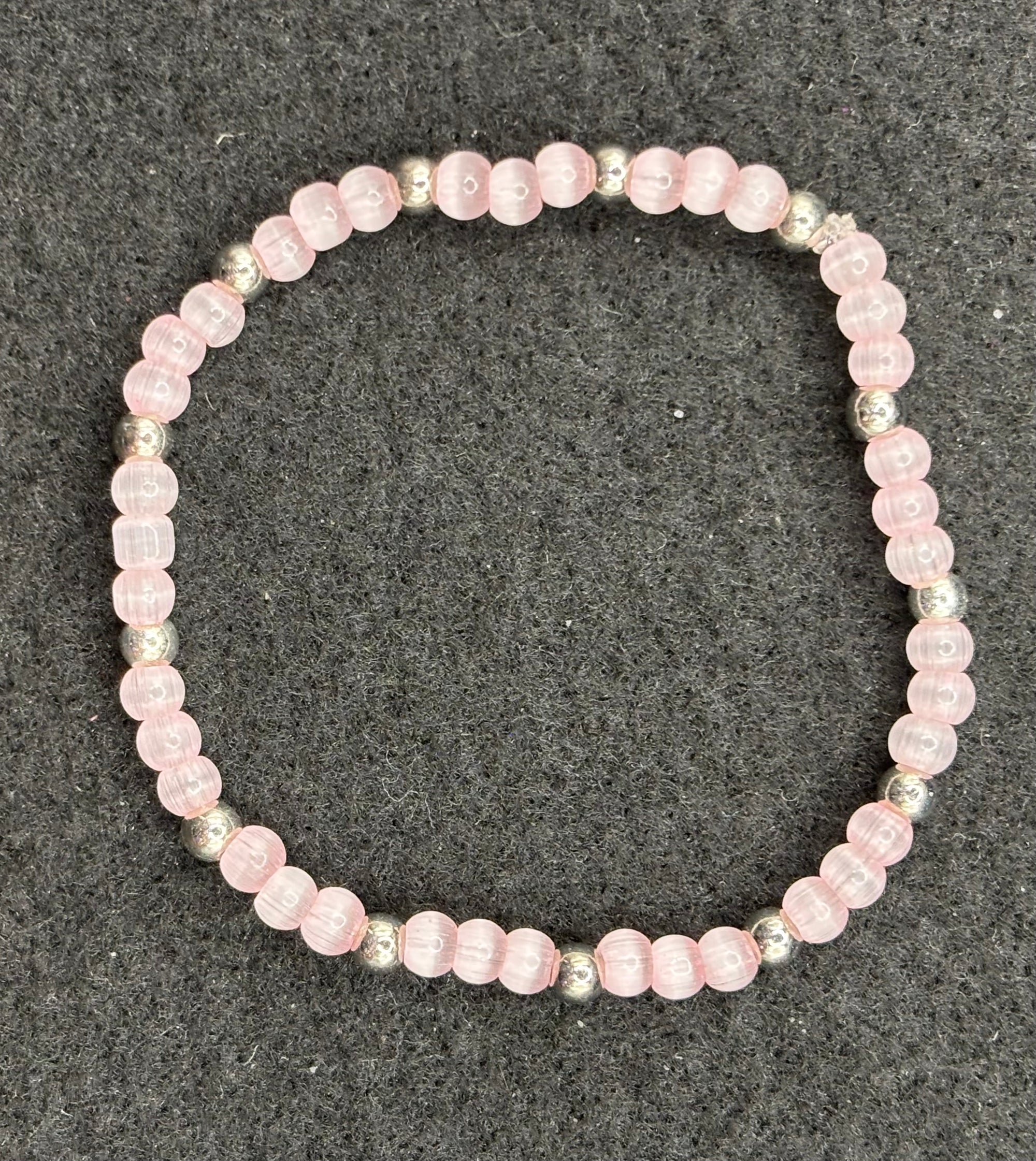 Small Pink Cat Eye Beaded Bracelet