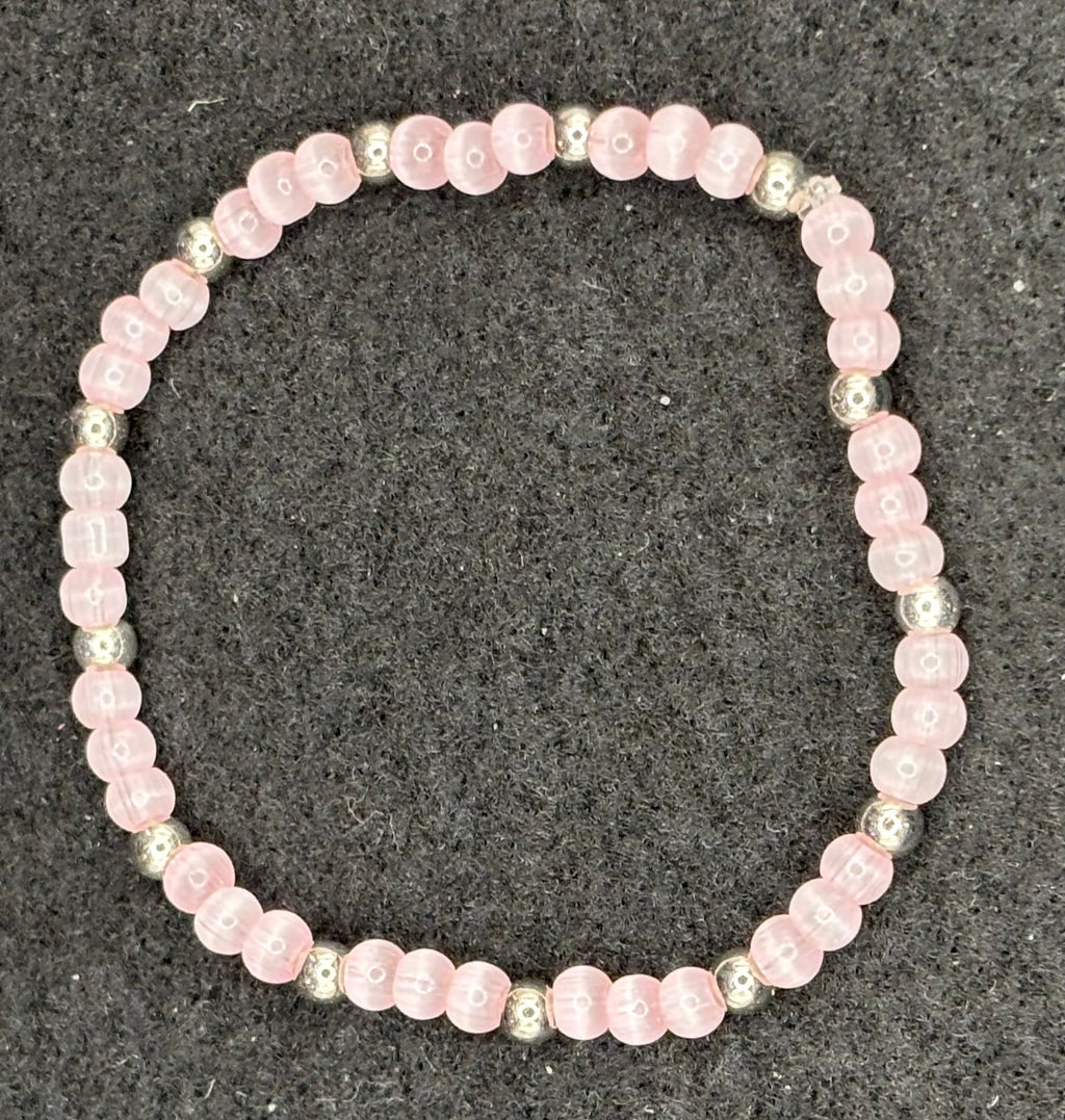 Small Pink Cat Eye Beaded Bracelet