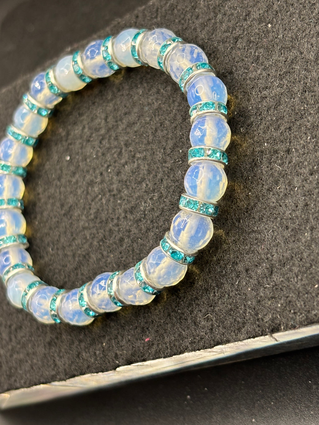 White Crystal Beaded Bracelet