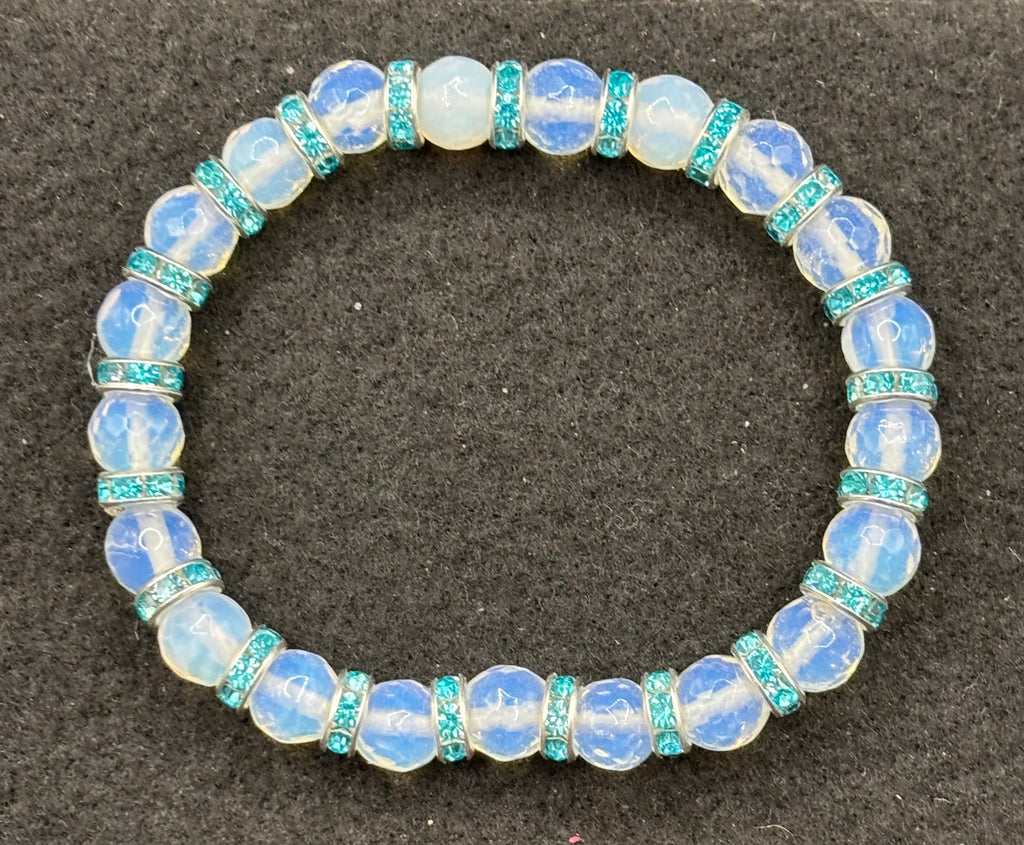 White Crystal Beaded Bracelet