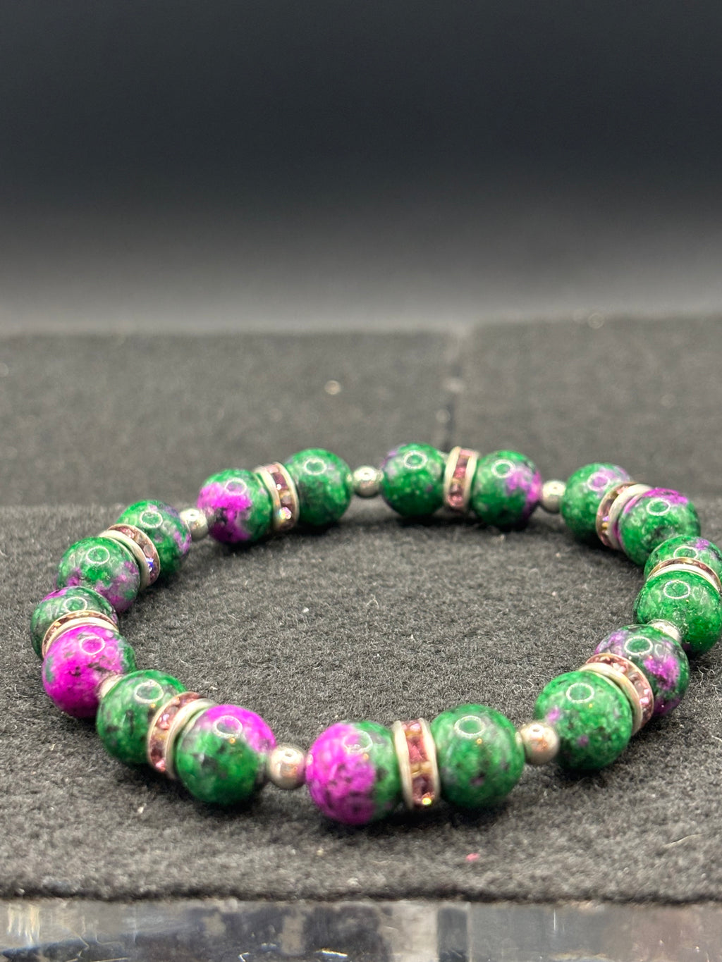 Purple and Green Beaded Bracelet
