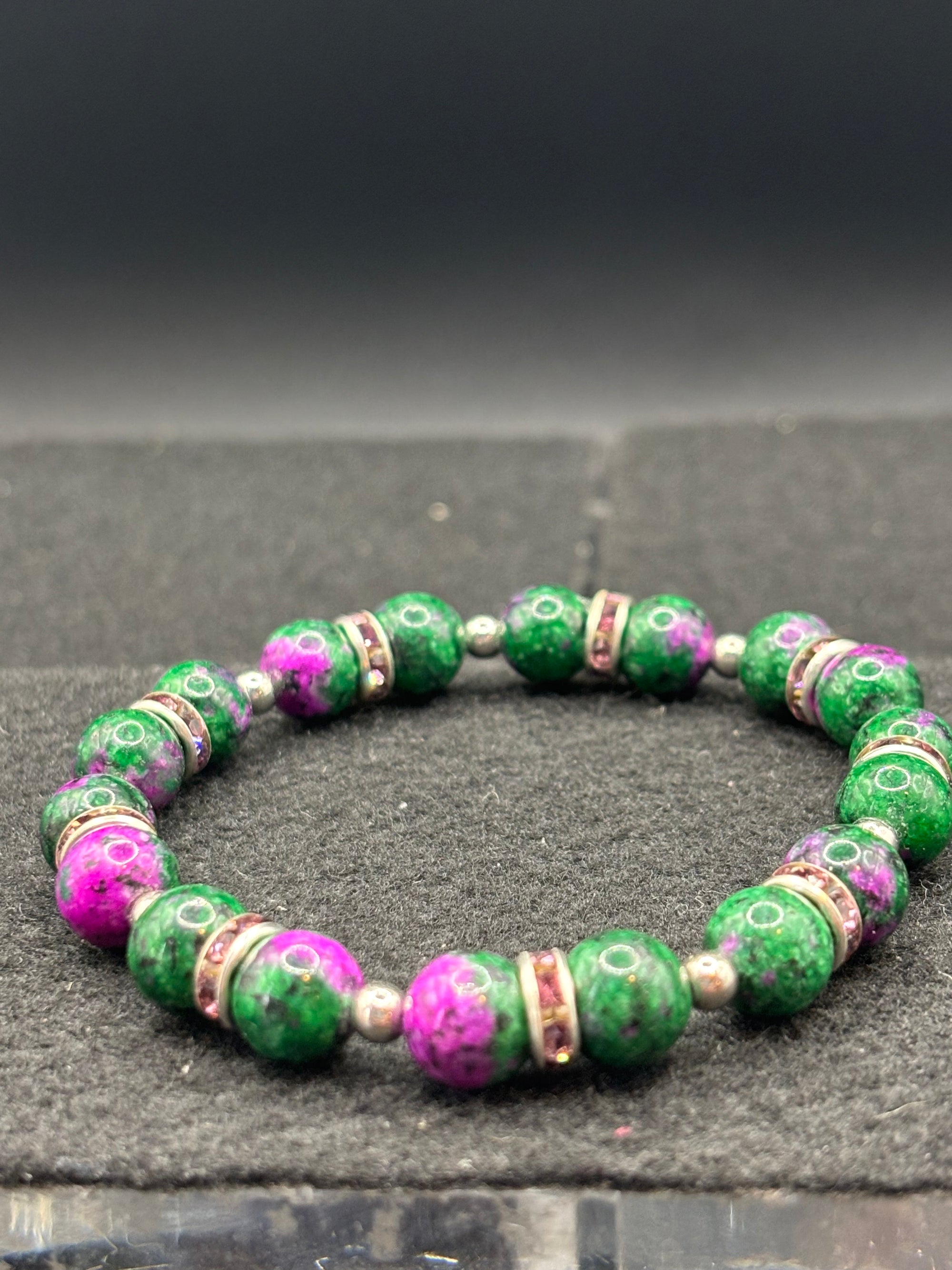 Purple and Green Beaded Bracelet