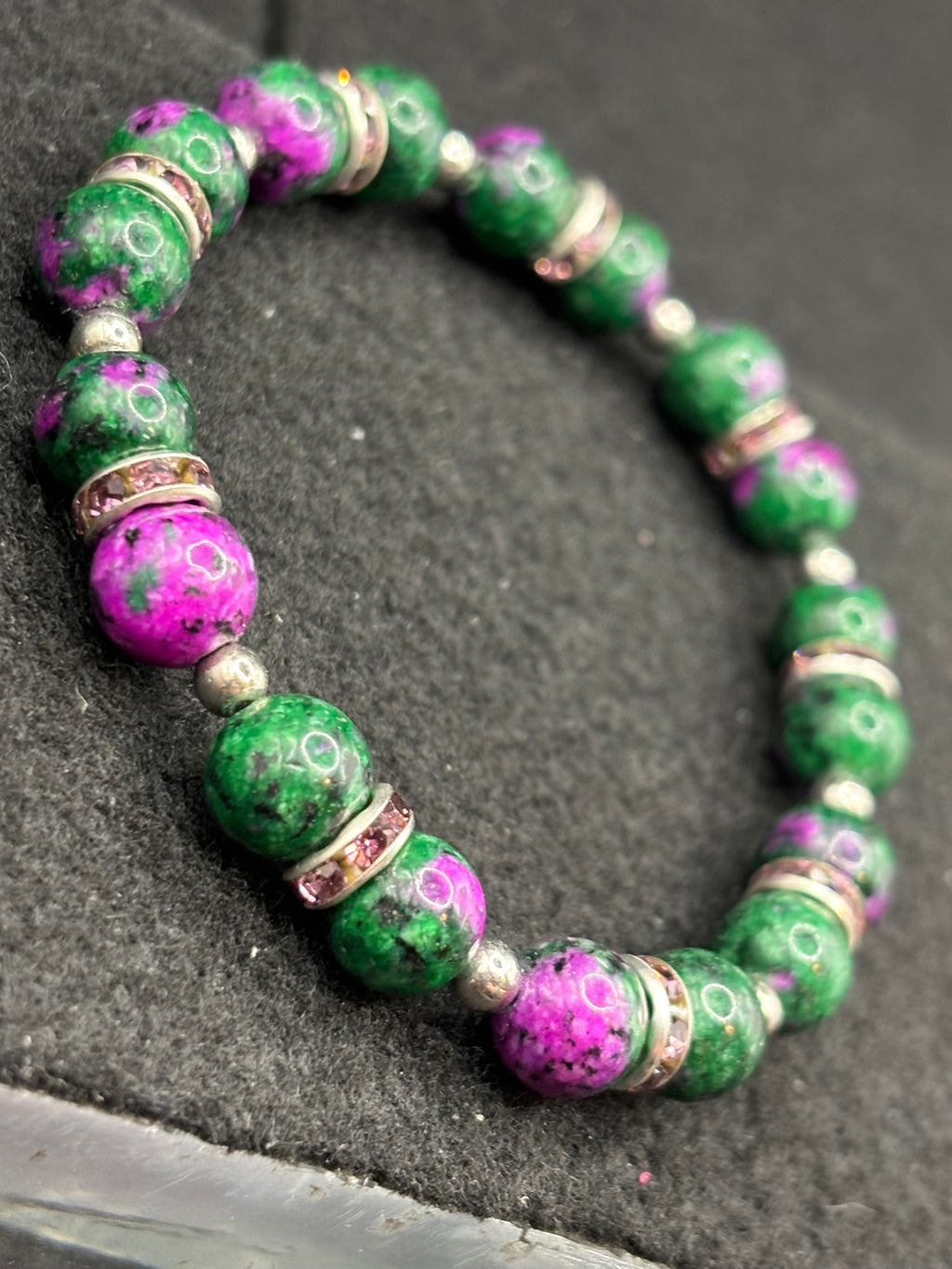 Purple and Green Beaded Bracelet