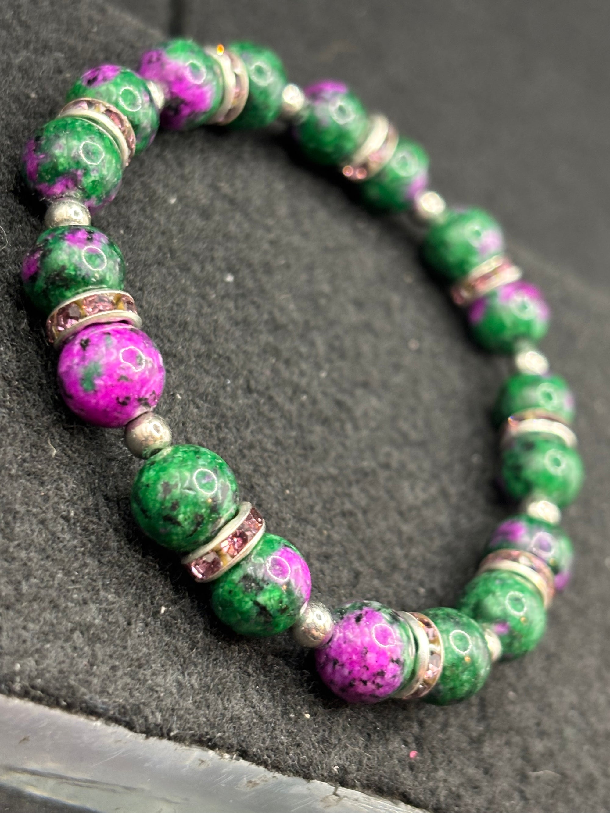 Purple and Green Beaded Bracelet