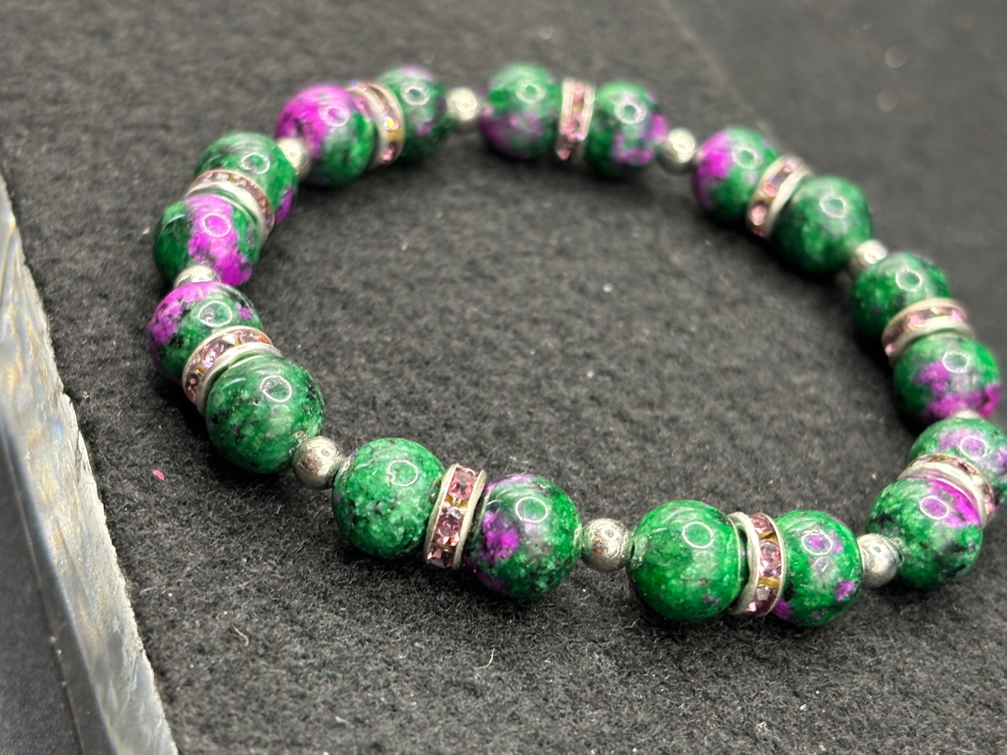 Purple and Green Beaded Bracelet