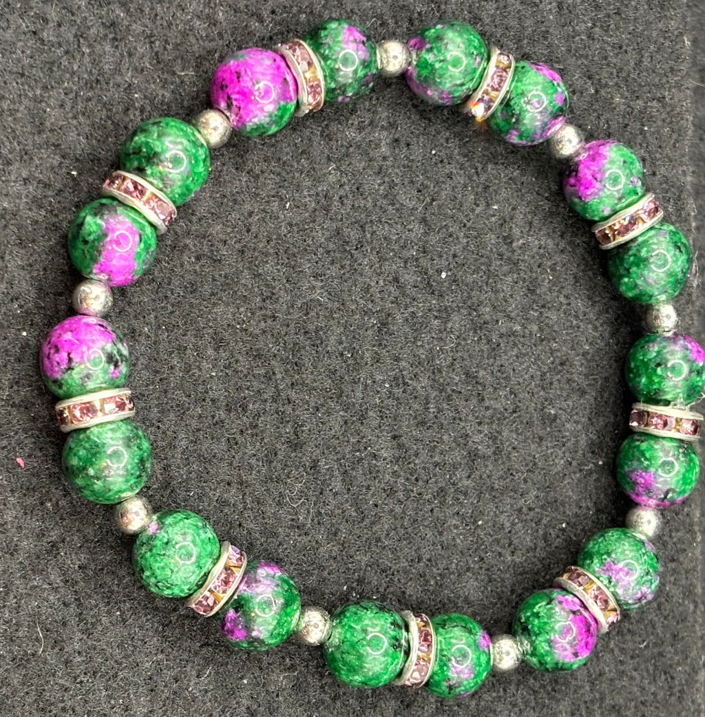 Purple and Green Beaded Bracelet