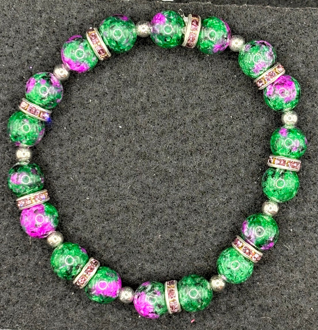 Purple and Green Beaded Bracelet