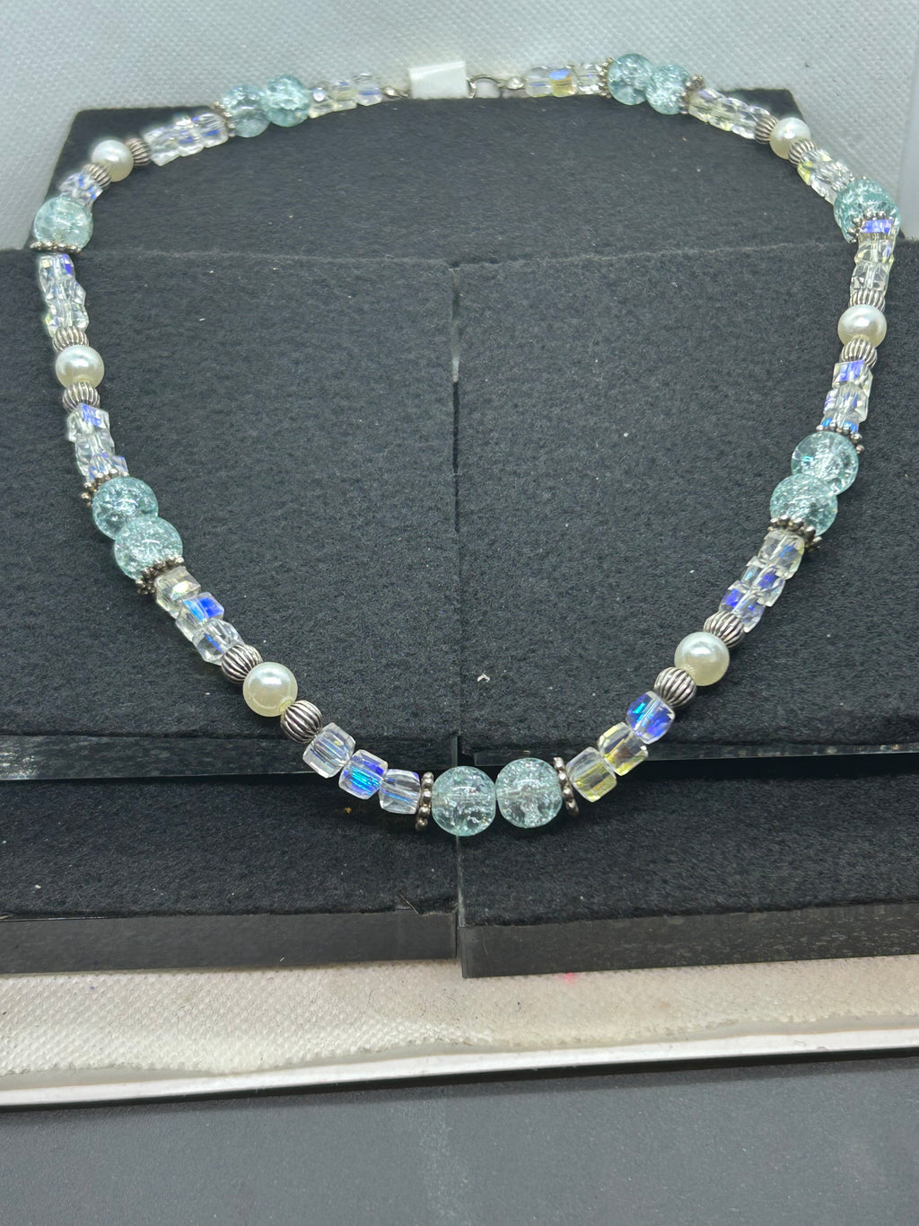 Blue Glass Beaded Necklace