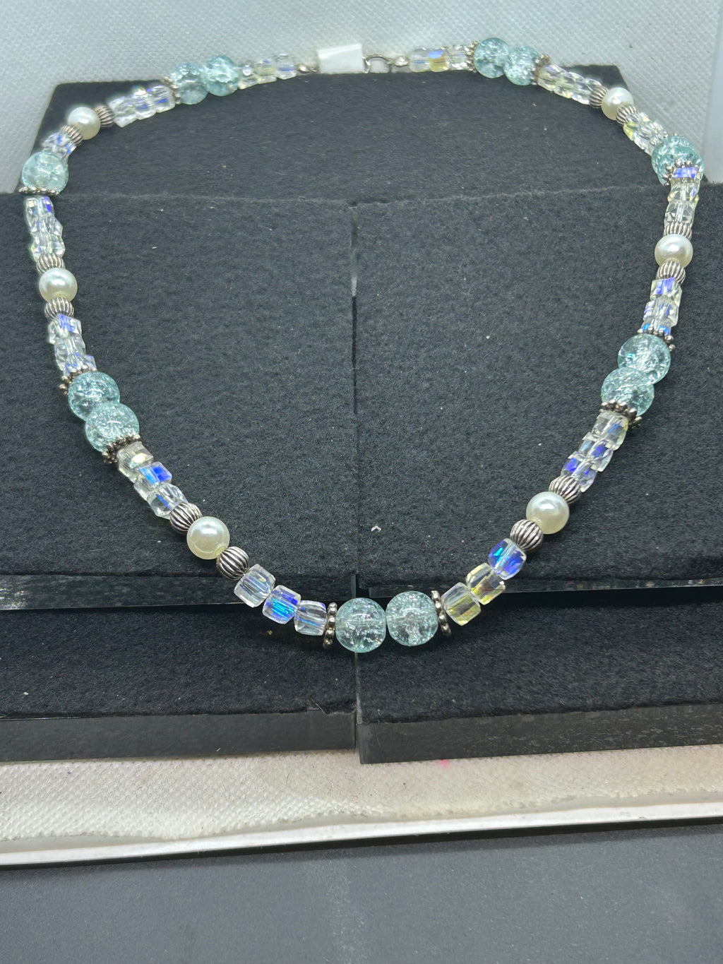 Blue Glass Beaded Necklace