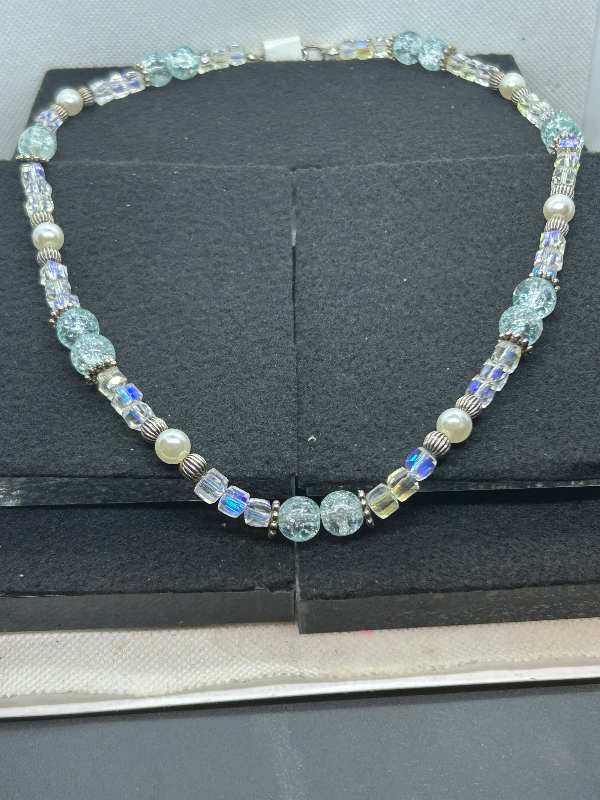 Blue Glass Beaded Necklace