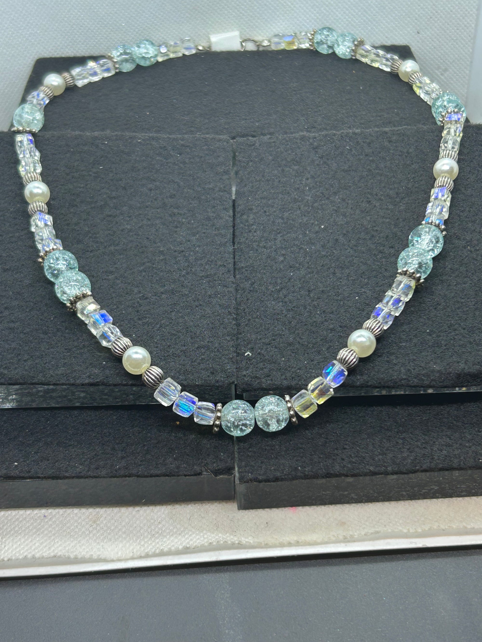 Blue Glass Beaded Necklace