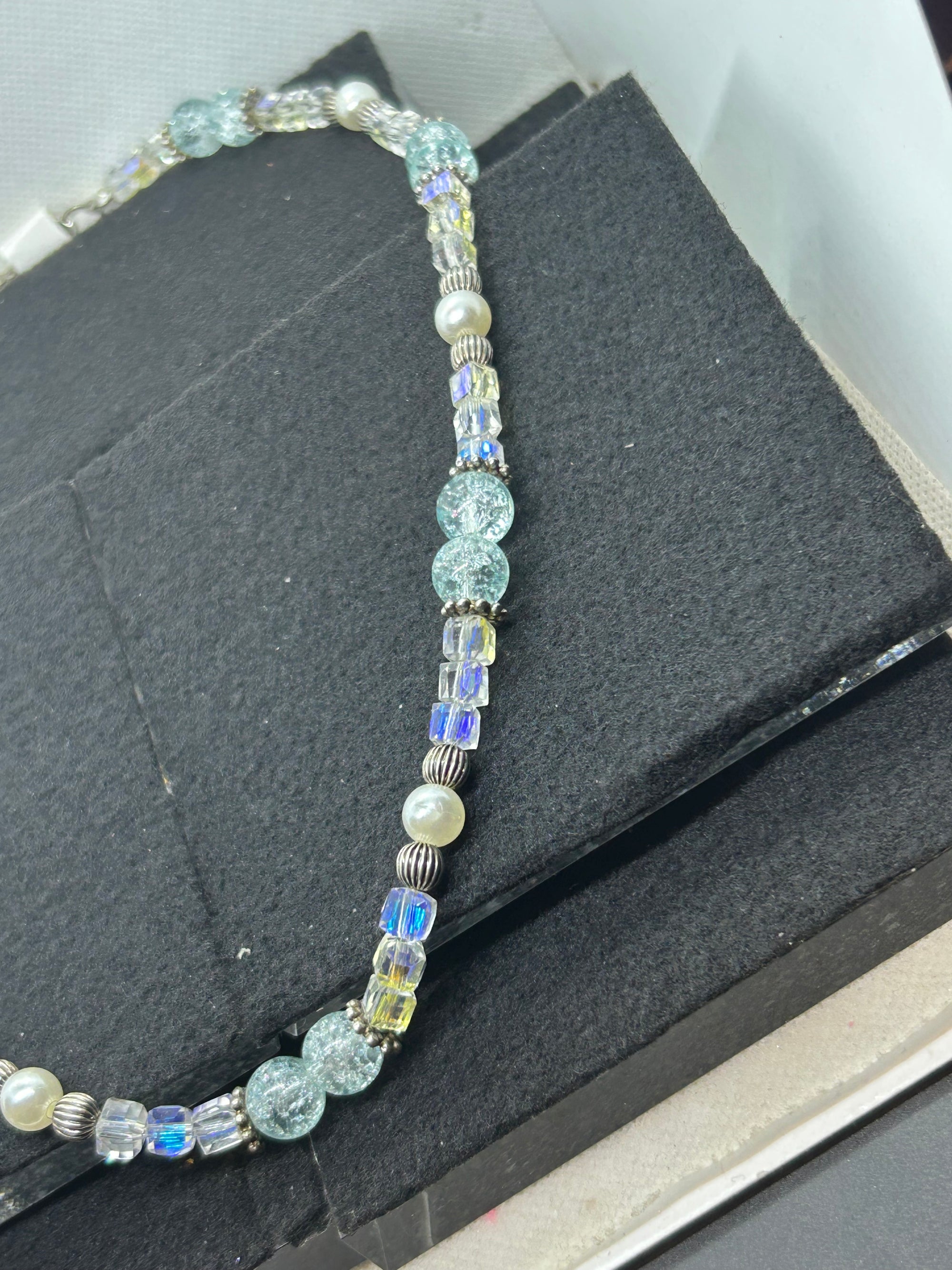 Blue Glass Beaded Necklace