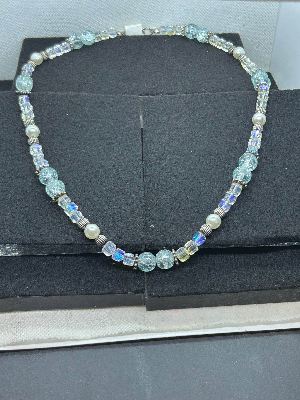 Blue Glass Beaded Necklace