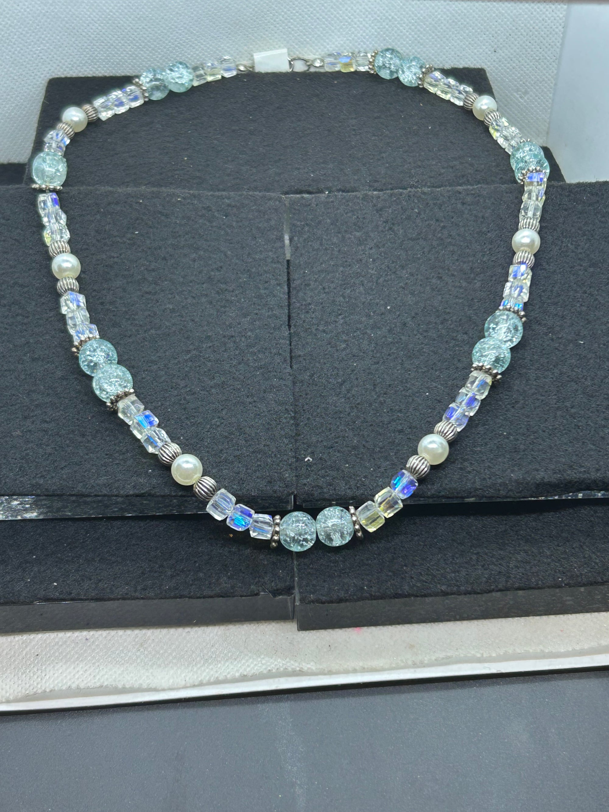 Blue Glass Beaded Necklace