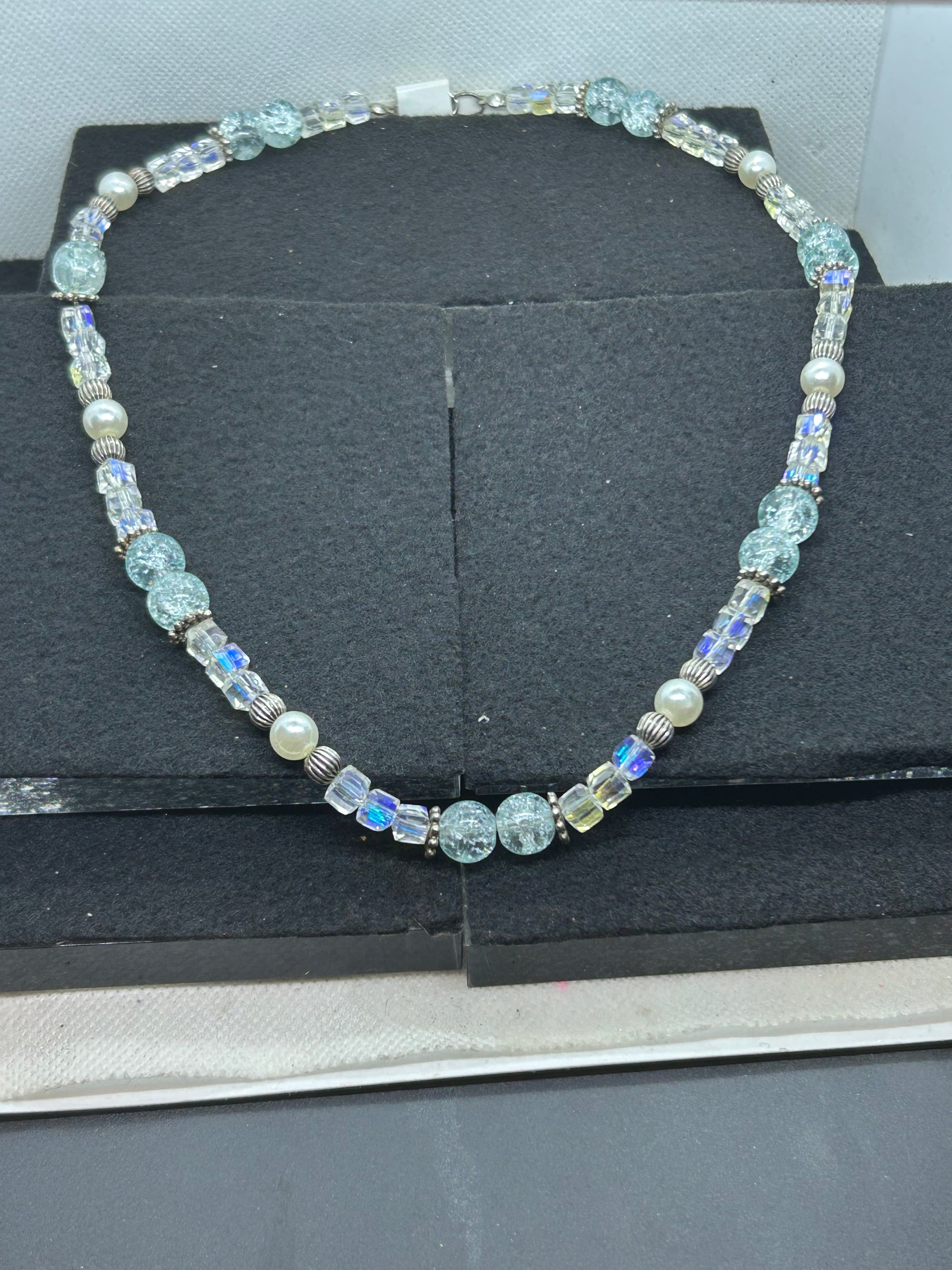 Blue Glass Beaded Necklace