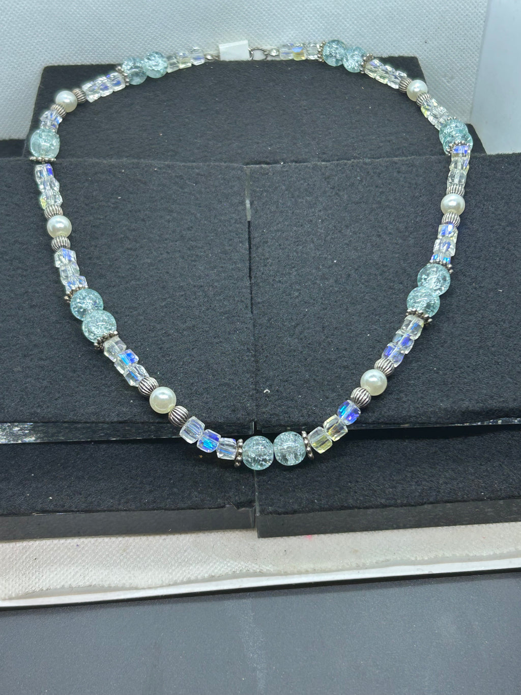 Blue Glass Beaded Necklace