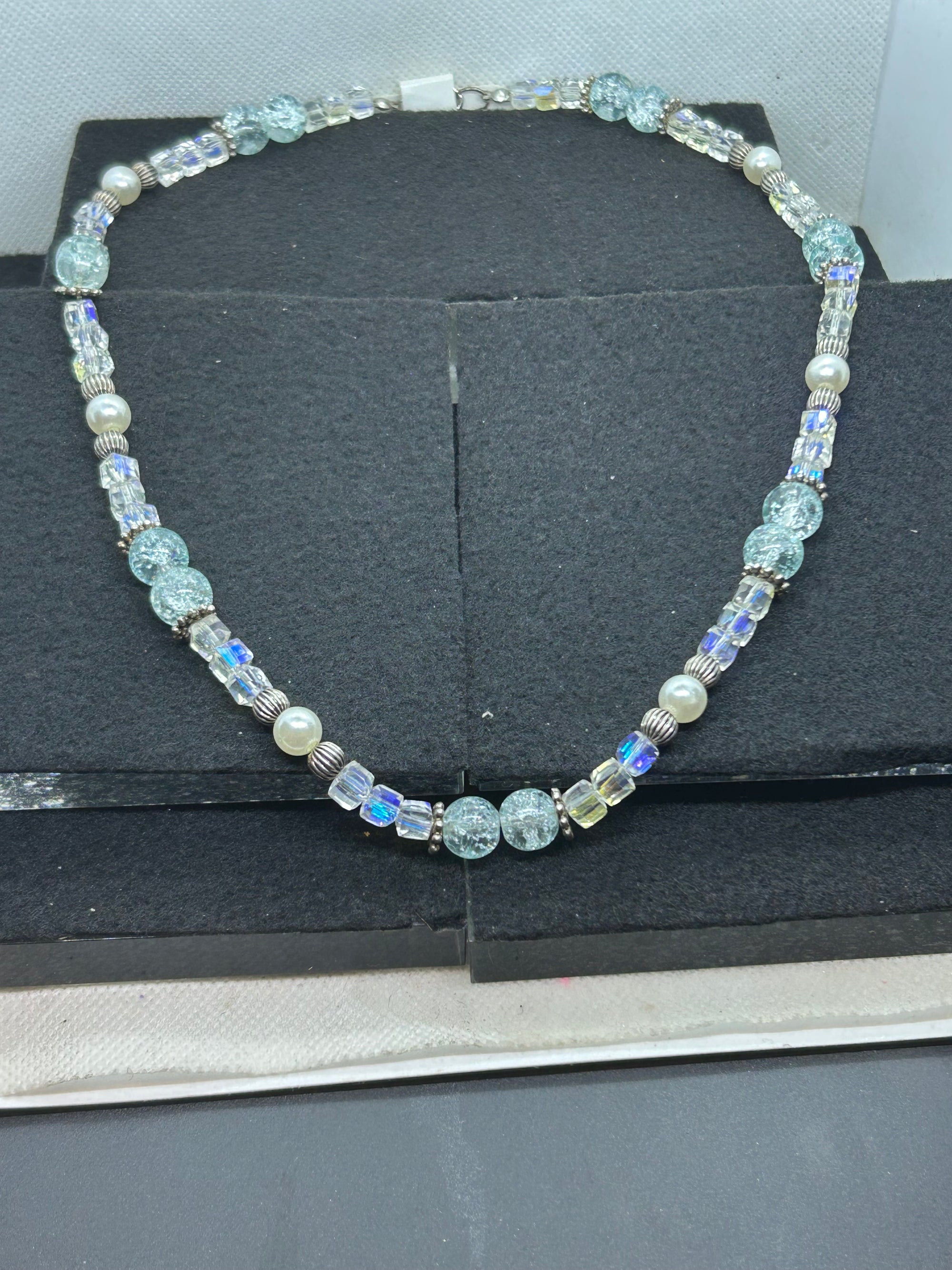 Blue Glass Beaded Necklace