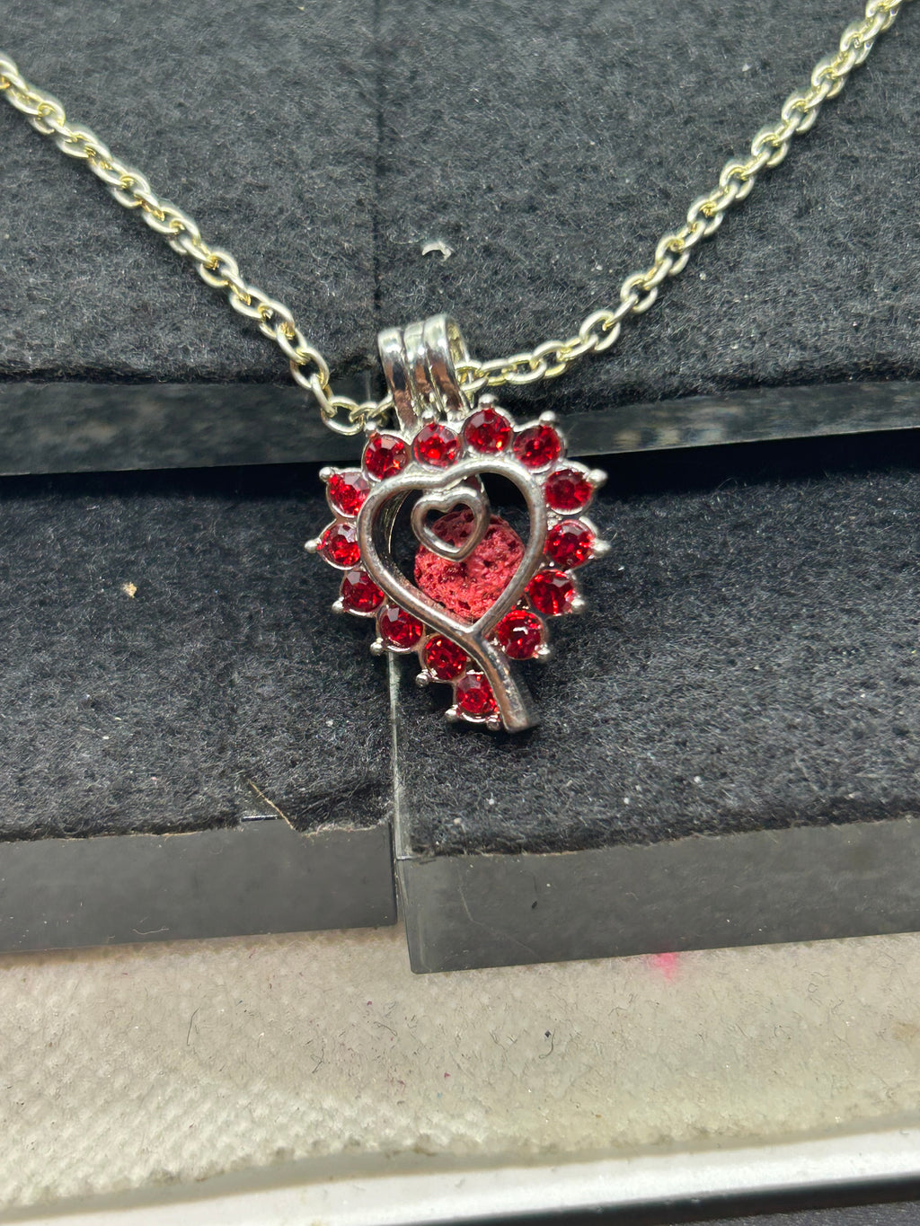 Red Rhinestone Cage Necklace