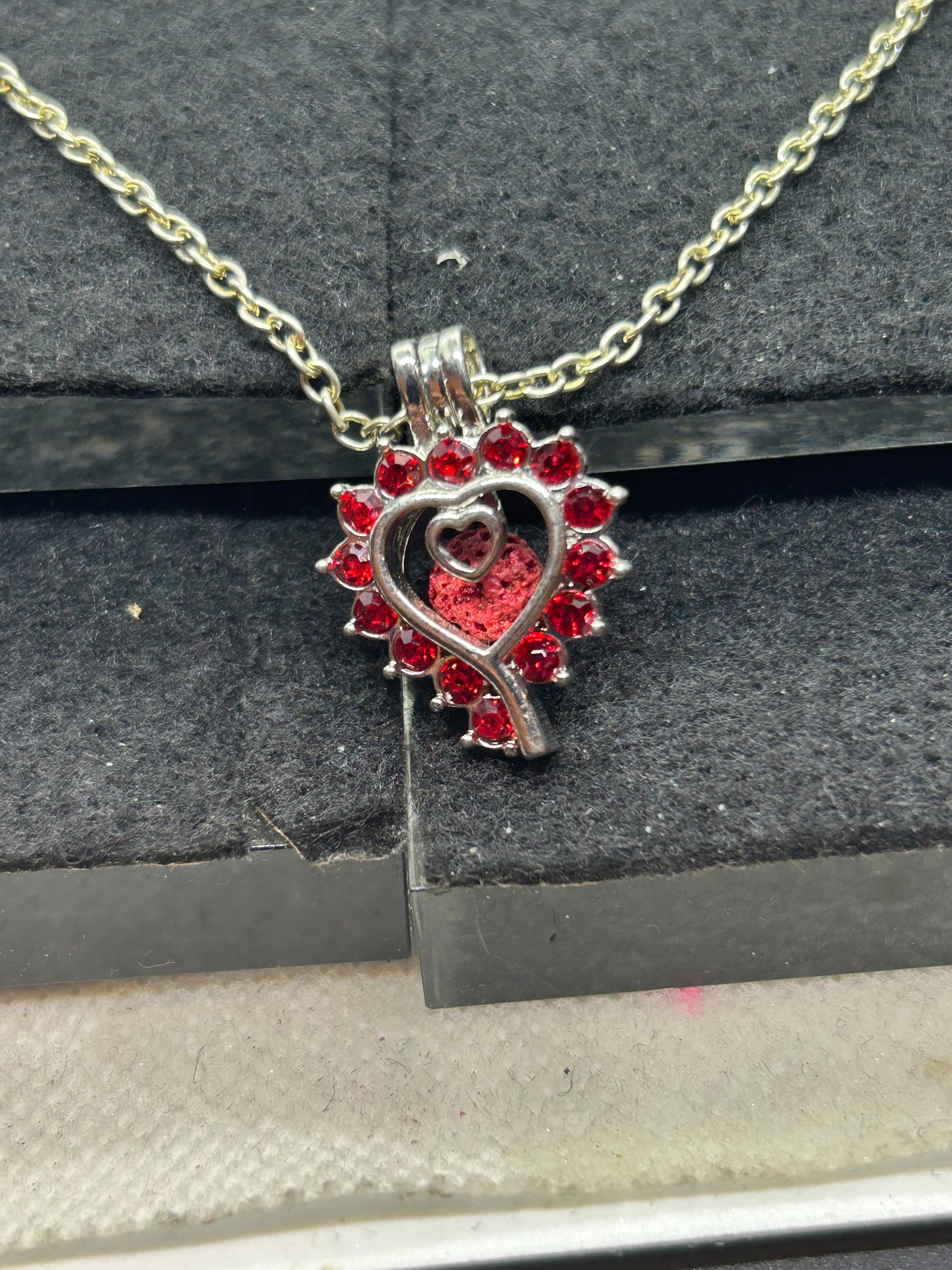 Red Rhinestone Cage Necklace